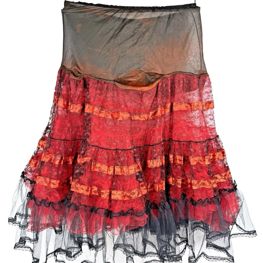 Vintage~Moulin Rouge Crinoline Square Dance~2 Red/Black Rockabilly Petticoats - Picture 4 of 9
